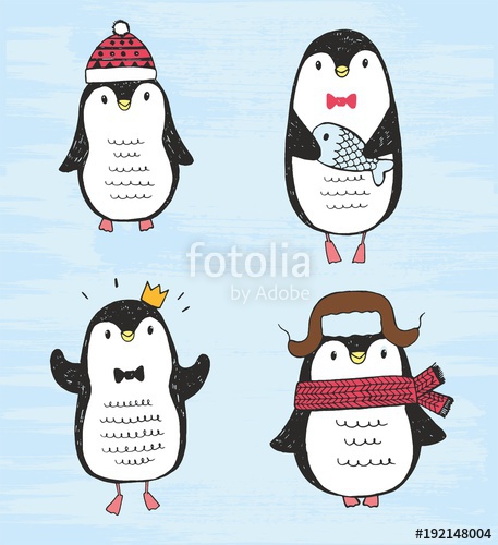 457x500 Vector Illustration. Set Of Four Cute Different Sketch Hand Drawn - North Pole Sketch