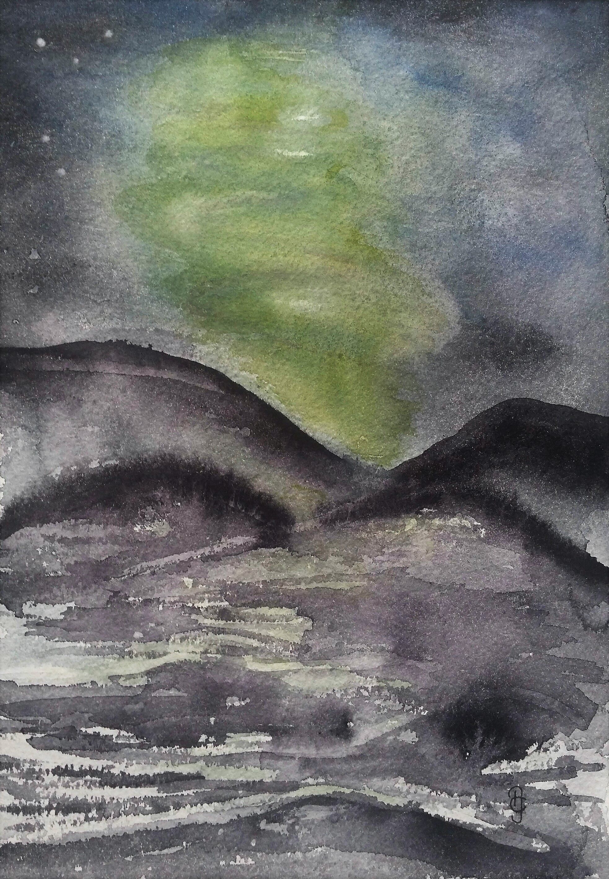 1966x2840 Northern Lights Annchristine Art - Northern Lights Sketch