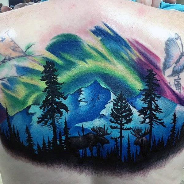 600x600 50 Northern Lights Tattoo Designs For Men - Northern Lights Sketch
