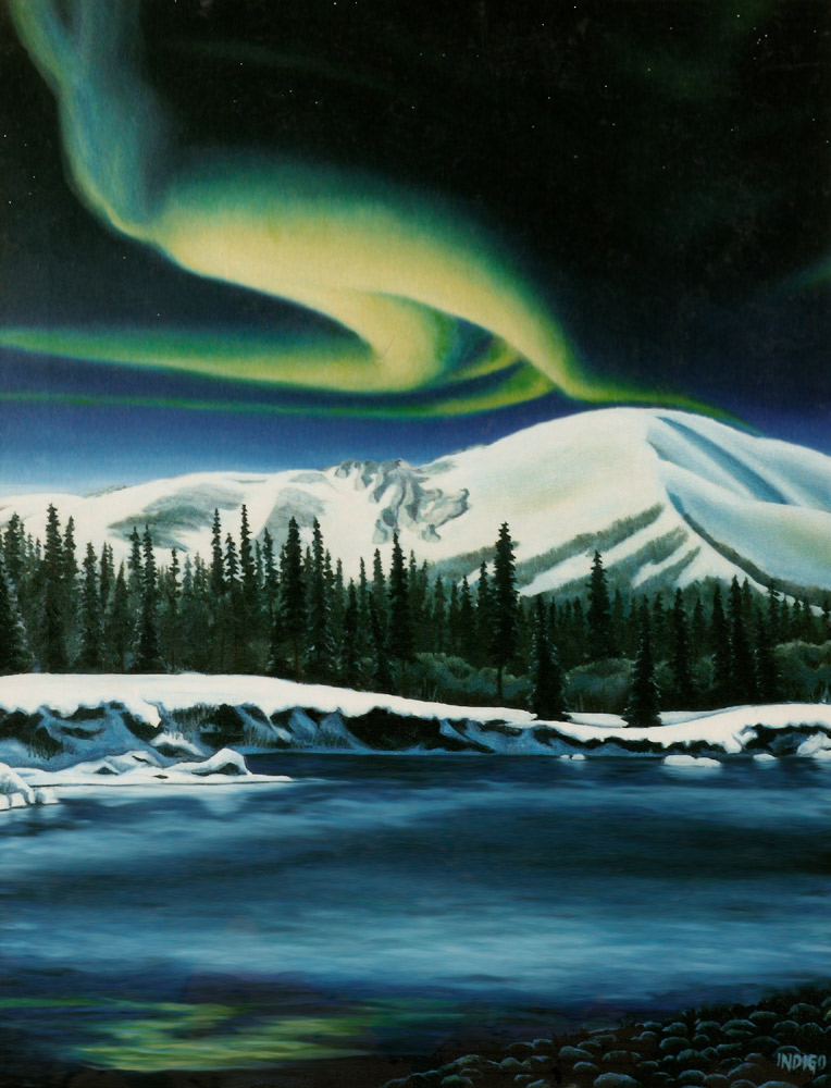 764x1000 Polar Bear Paintings Arctic Canadian Arctic Landscape Paintings - Northern Lights Sketch