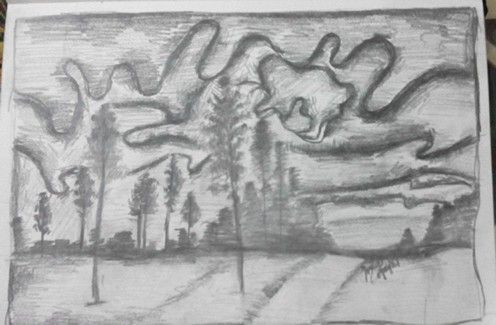 496x325 8 Best Sketch Amp Drawing Images Sketches, Sketch - Northern Lights Sketch