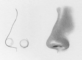 324x235 How To Draw A Nose From The Front 7 Easy Steps Rapidfireart - Nose Pencil Sketch