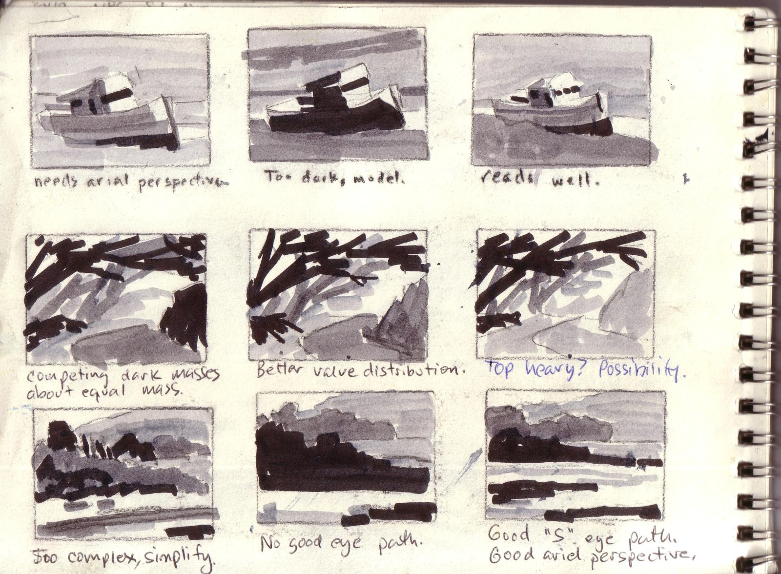 1600x1176 Notan Sketches . Observation 5 Color Separation Life Plein Air - Notan Sketch