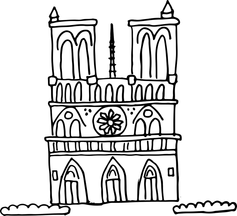 800x727 Notre Dame Sketch Rubber Stamp Paris Stamps Stamptopia - Notre Dame Sketch