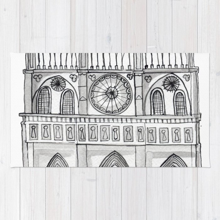 700x700 Notre Dame Sketch Rug By Theaestate Society6 - Notre Dame Sketch