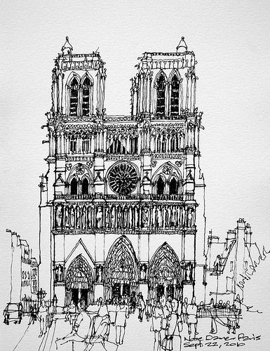 385x500 Paris - Notre Dame Sketch