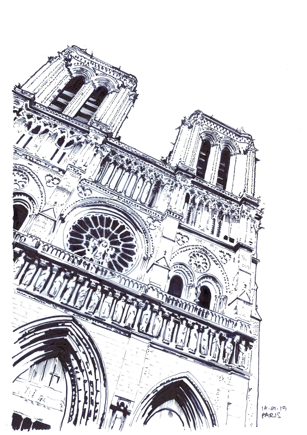 Notre Dame Sketch at PaintingValley.com | Explore collection of Notre ...