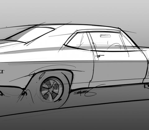 480x420 1970 Chevy Nova Sketch Scottdesigner - Nova Sketch