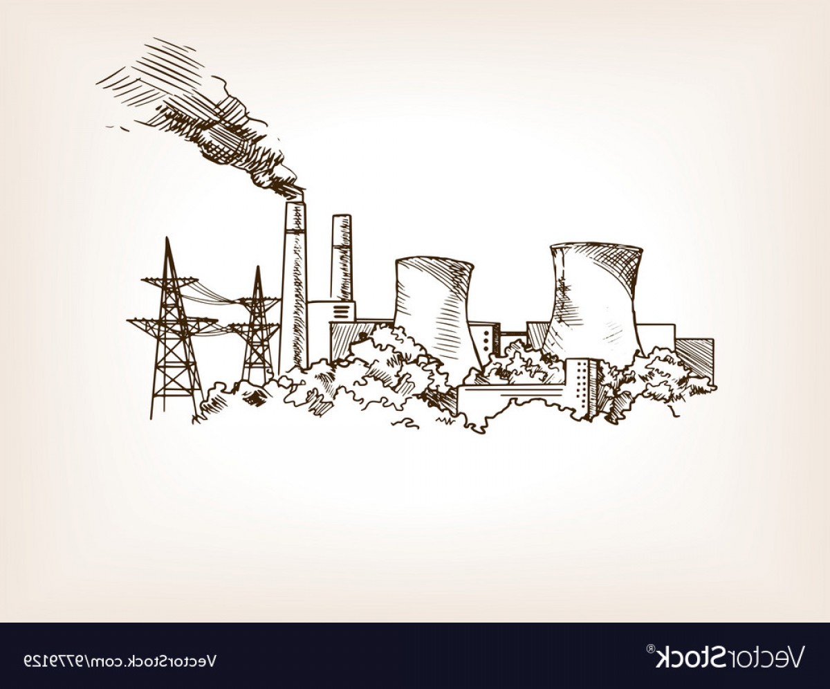 1200x996 Nuclear Power Plant Sketch Vector Mkumodels - Nuclear Power Plant Sketch