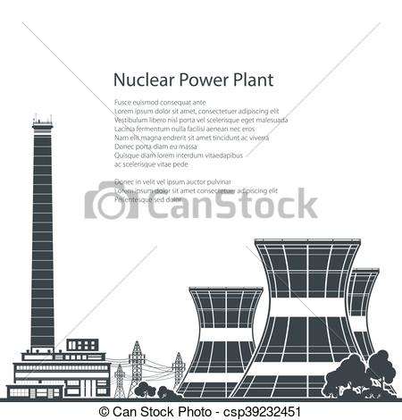 450x470 Silhouette Nuclear Power Plant And Text , Thermal Power Station - Nuclear Power Plant Sketch