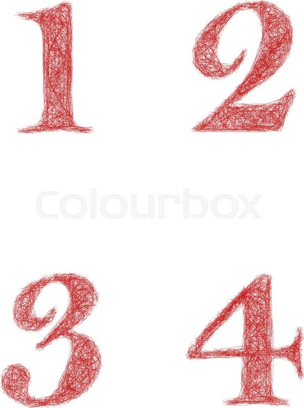 597x800 Red Sketch Font Design Set - Number 1 Sketch