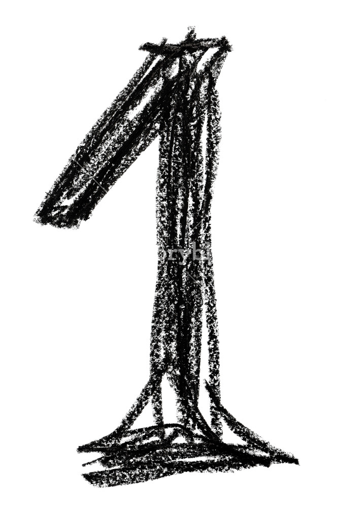664x1000 Handwritten Sketch Black Number 1 On White Background Royalty Free - Number Sketch