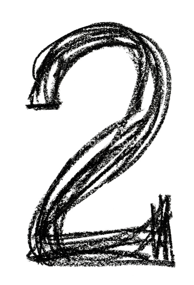 684x1000 Handwritten Sketch Black Number 2 On White Background Royalty Free - Number Sketch