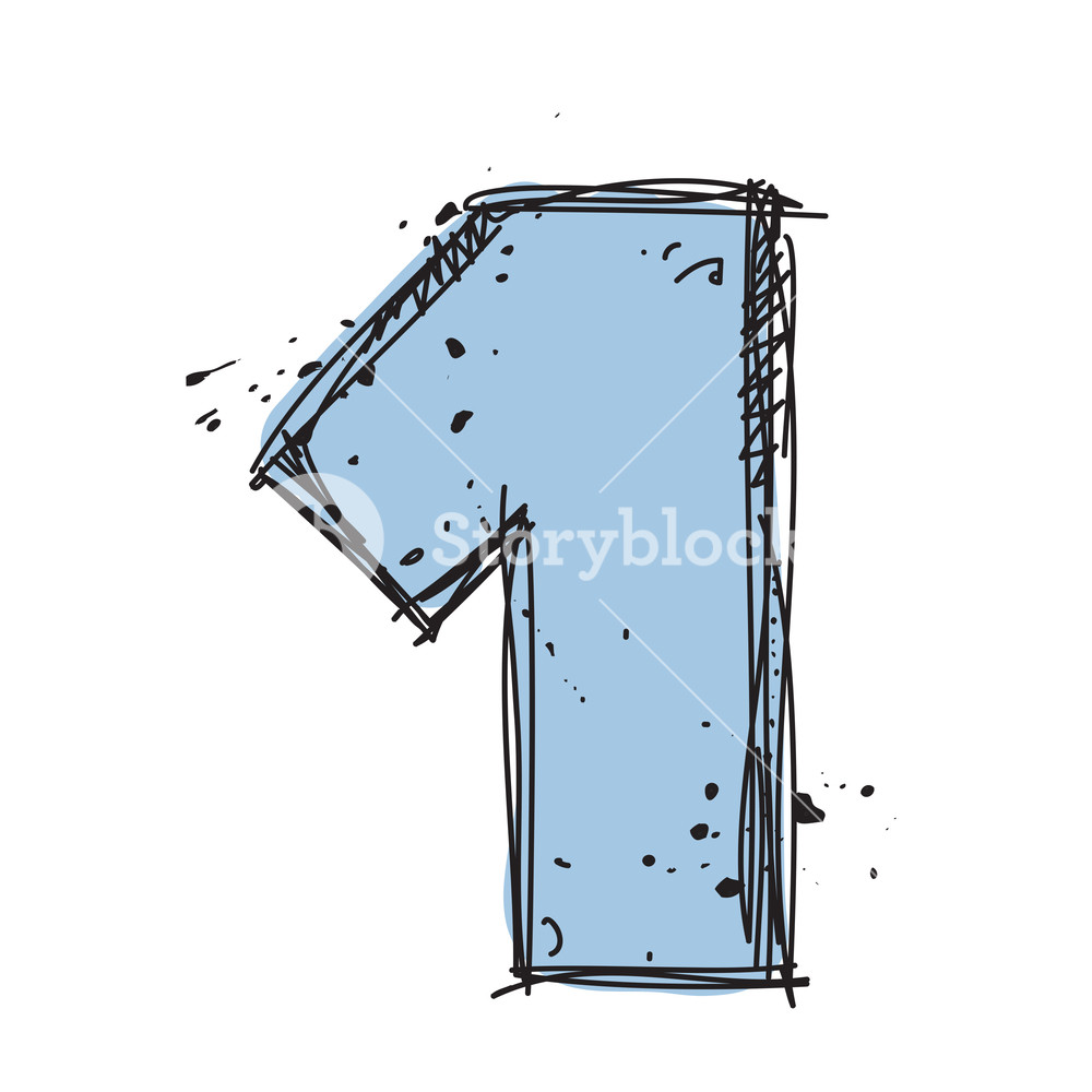 1000x1000 Number 1 In Sketch Style. Vector Illustration Royalty Free Stock - Number Sketch