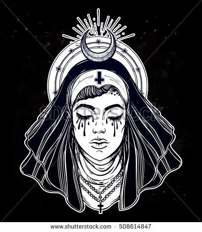 409x470 Nun Black School Tattoo - Nun Sketch