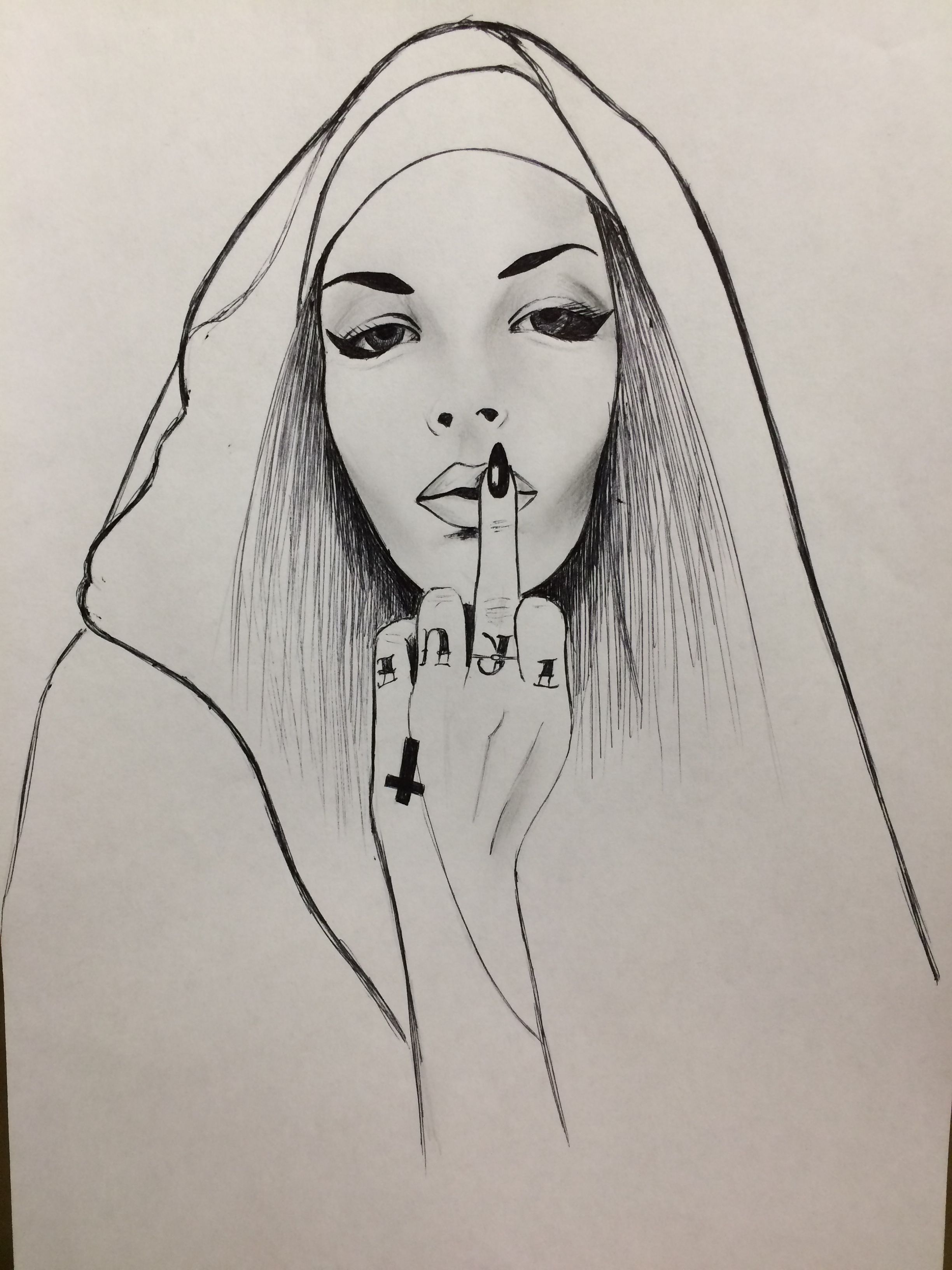 2448x3264 Risunok Monashka Eskiz Devushka Sketch Painting Girl Woman True Fack - Nun Sketch