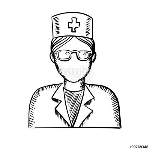 500x500 Sketch Of A Doctor Or Nurse Stock Image And Royalty Free Vector - Nurse Sketch