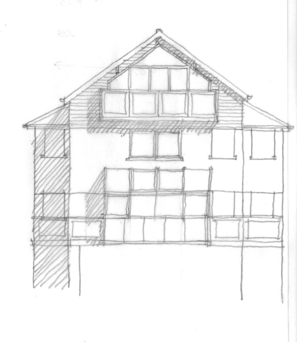 967x1111 New Attic Formed By Lifting Roof. Sketch To Illustrate Feature - Nursery Sketch