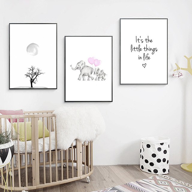 640x640 Gzcjhp Kawaii Sketch Elephant Minimalist Art Canvas Poster - Nursery Sketch
