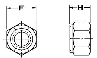 341x205 Nte (Thin) Nylon Lock Nut Low Carbon Steel - Nut Sketch