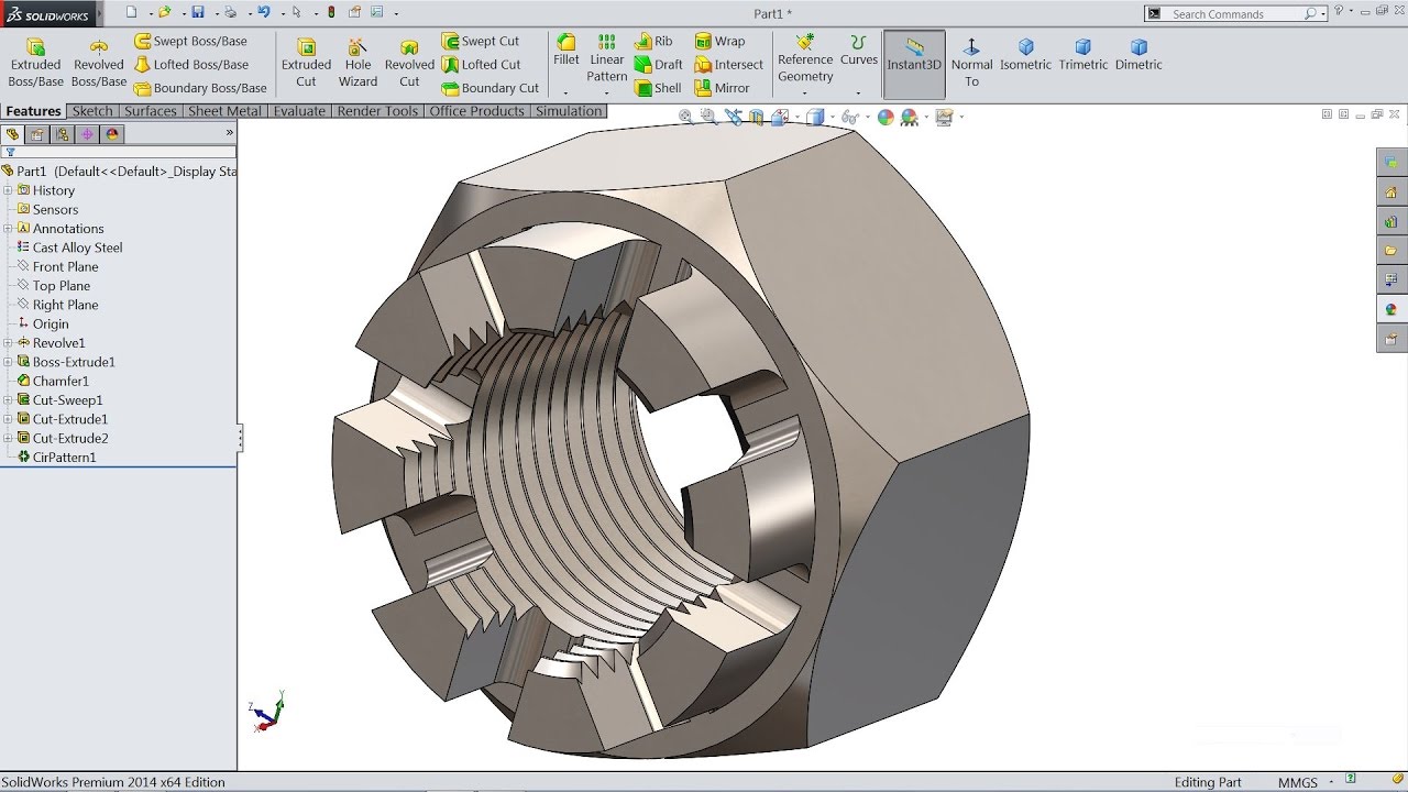 1280x720 Solidworks Tutorial Sketch Castle Crown Nut In Solidworks - Nut Sketch