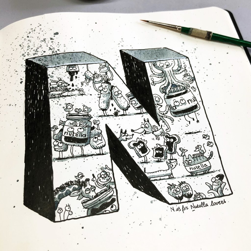 1024x1024 Frank Daenen On Twitter N Is For Nutella. My Favorite Breakfast - Nutella Sketch