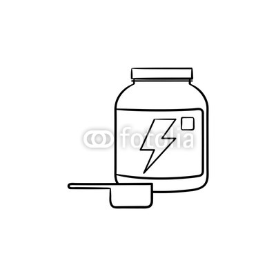 400x400 Sport Nutrition Container With Label Hand Drawn Outline Doodle - Nutrition Sketch