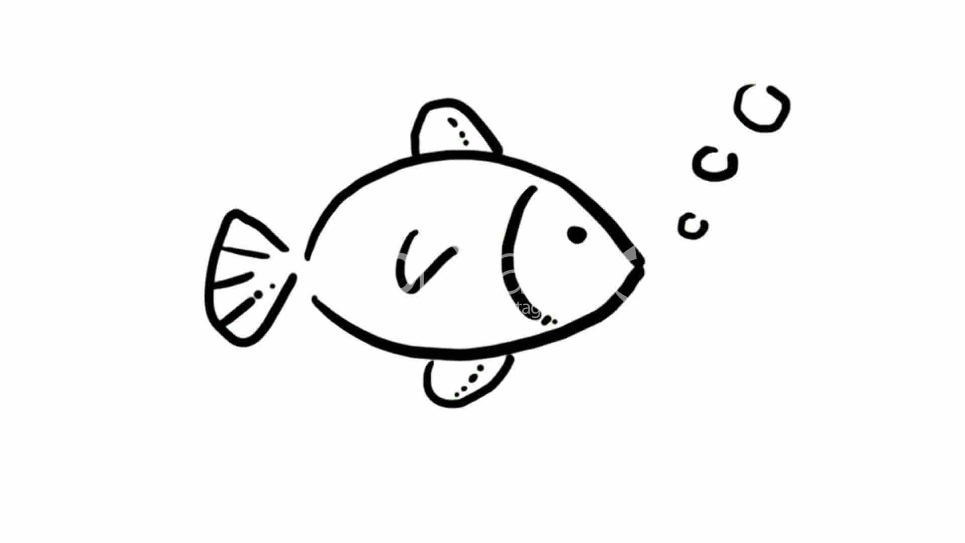 1920x1080 Drawing Of Fish Swimming,hand Painting Video Material,sketch - Nutrition Sketch
