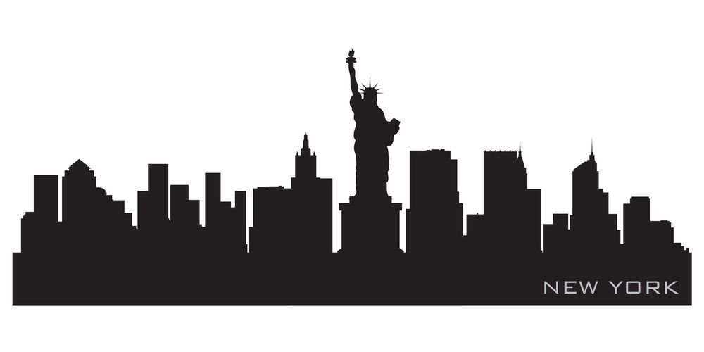 1000x500 Collection Of Nyc Clipart Skyline High Quality, Free - Ny Skyline Sketch