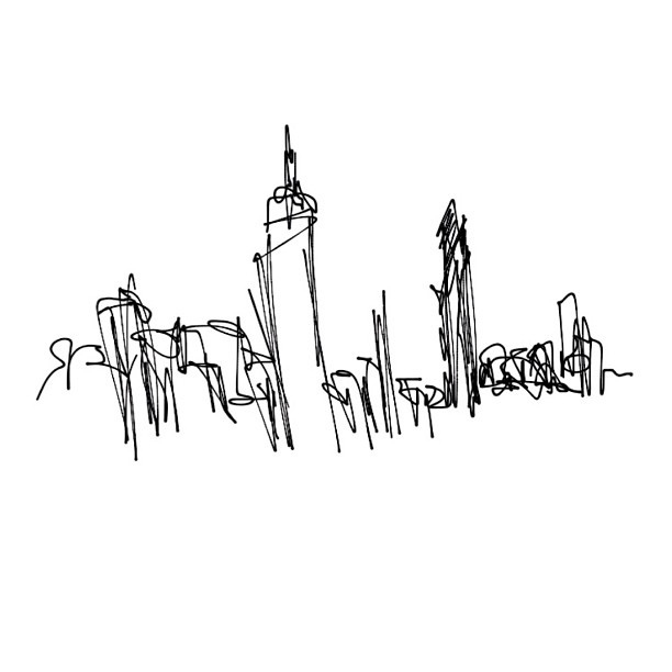 612x612 Manhattan - Ny Skyline Sketch