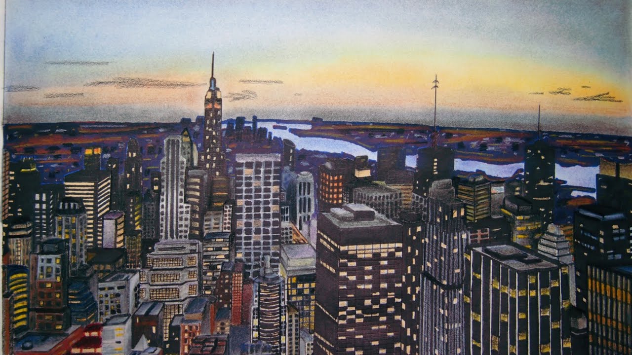1280x720 Drawn City Ny Skyline - Ny Skyline Sketch