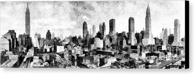 628x244 New York City Skyline Sketch Canvas Print Canvas Art By Edward - Nyc Skyline Sketch