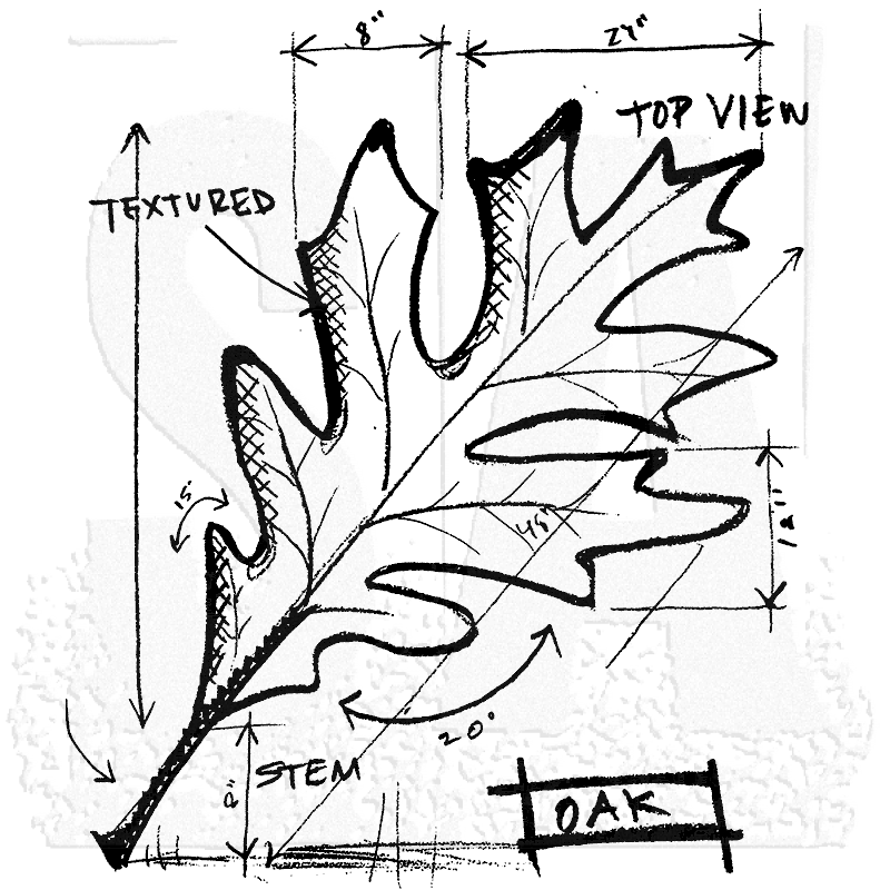 800x800 Tim Holtz Wood Mounted Stamp - Oak Sketch