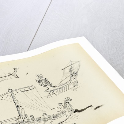 405x405 Sketches Of Early Vessels Including A Roman Sail And Oar Vessel - Oar Sketch