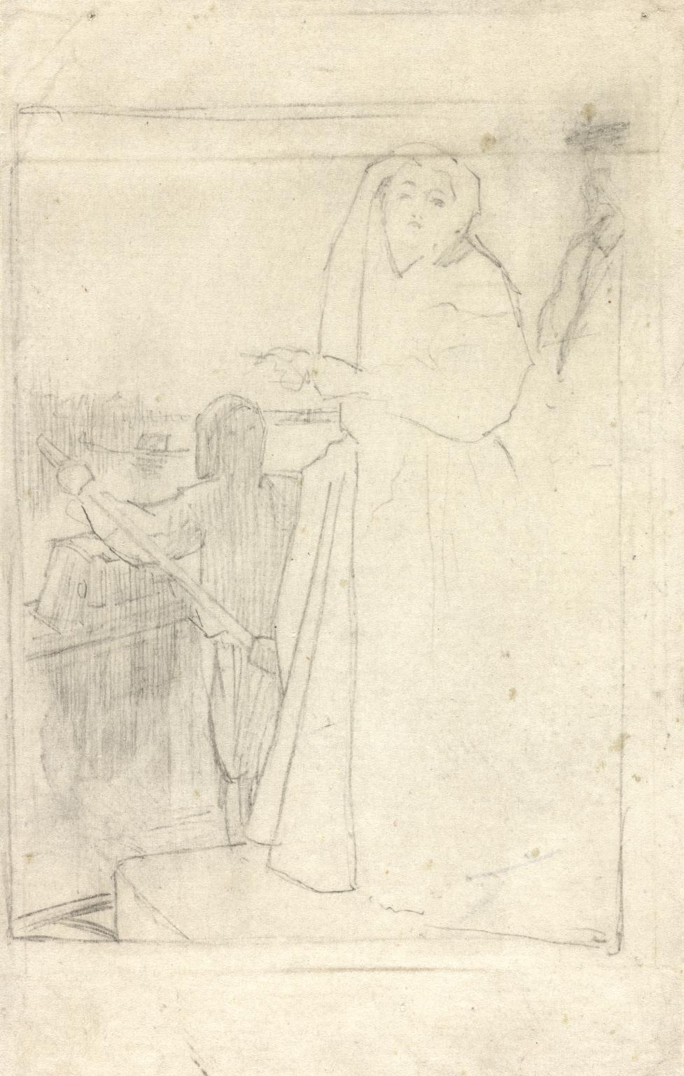 977x1536 Untitled Pencil Sketch Of Woman On Jetty And Man In Boat With An - Oar Sketch