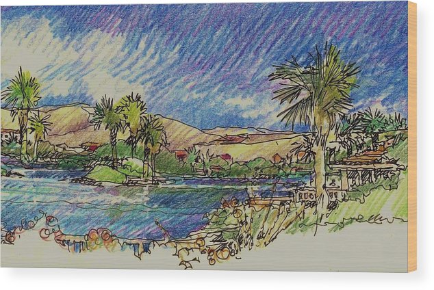 634x424 Oasis Sketch 2 Wood Print By Andrew Drozdowicz - Oasis Sketch