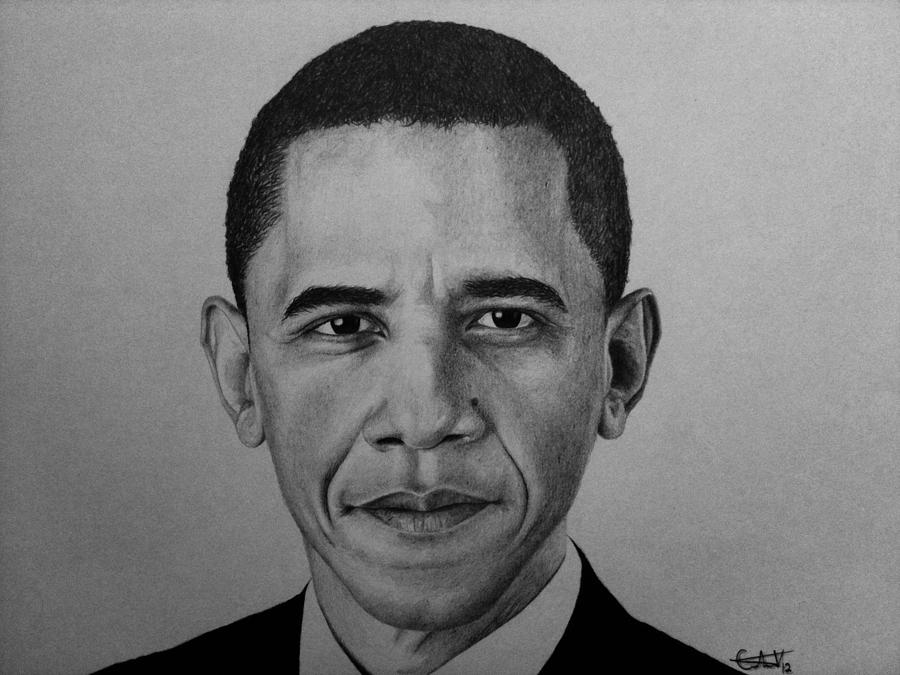 900x675 Obama Drawing By Carlos Velasquez Art - Obama Sketch