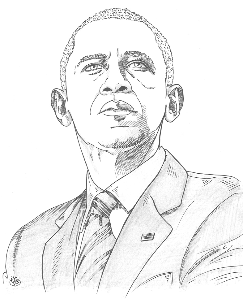 786x966 Portrait Barack Obama Sketch By Ahmad Kadi - Obama Sketch