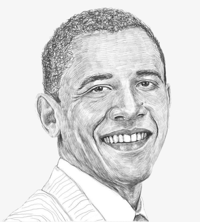 650x719 Sketch American Portrait Painting By Former President Obama - Obama Sketch