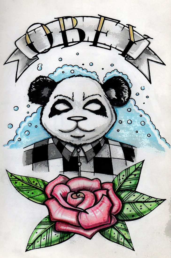 729x1097 Panda Obey Tattoo Sketch By Dmytropakholkiv - Obey Sketch