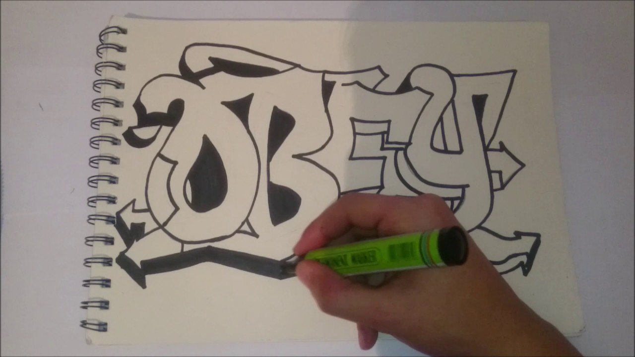 1280x720 How To Draw Graffiti Obey - Obey Sketch