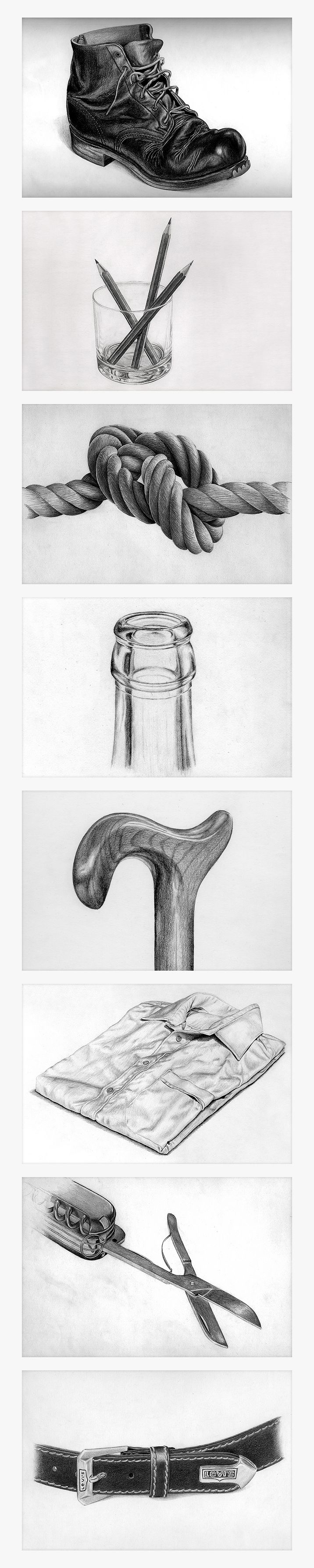 716x3570 Pencil Drawing Found Object Sketching Exercise Art - Object Sketches