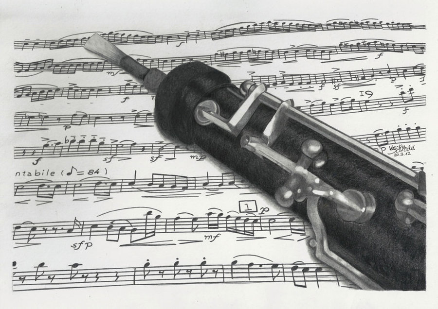 900x636 Oboe By Kerstinschroeder - Oboe Sketch