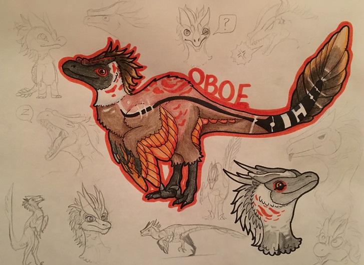 727x529 Sketch} Raptor Oboe By Hexhawk - Oboe Sketch