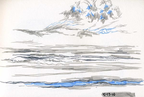 600x407 8 17 2010, Ocean Sketch Pitt Pens In Large Handbook - Ocean Sketch