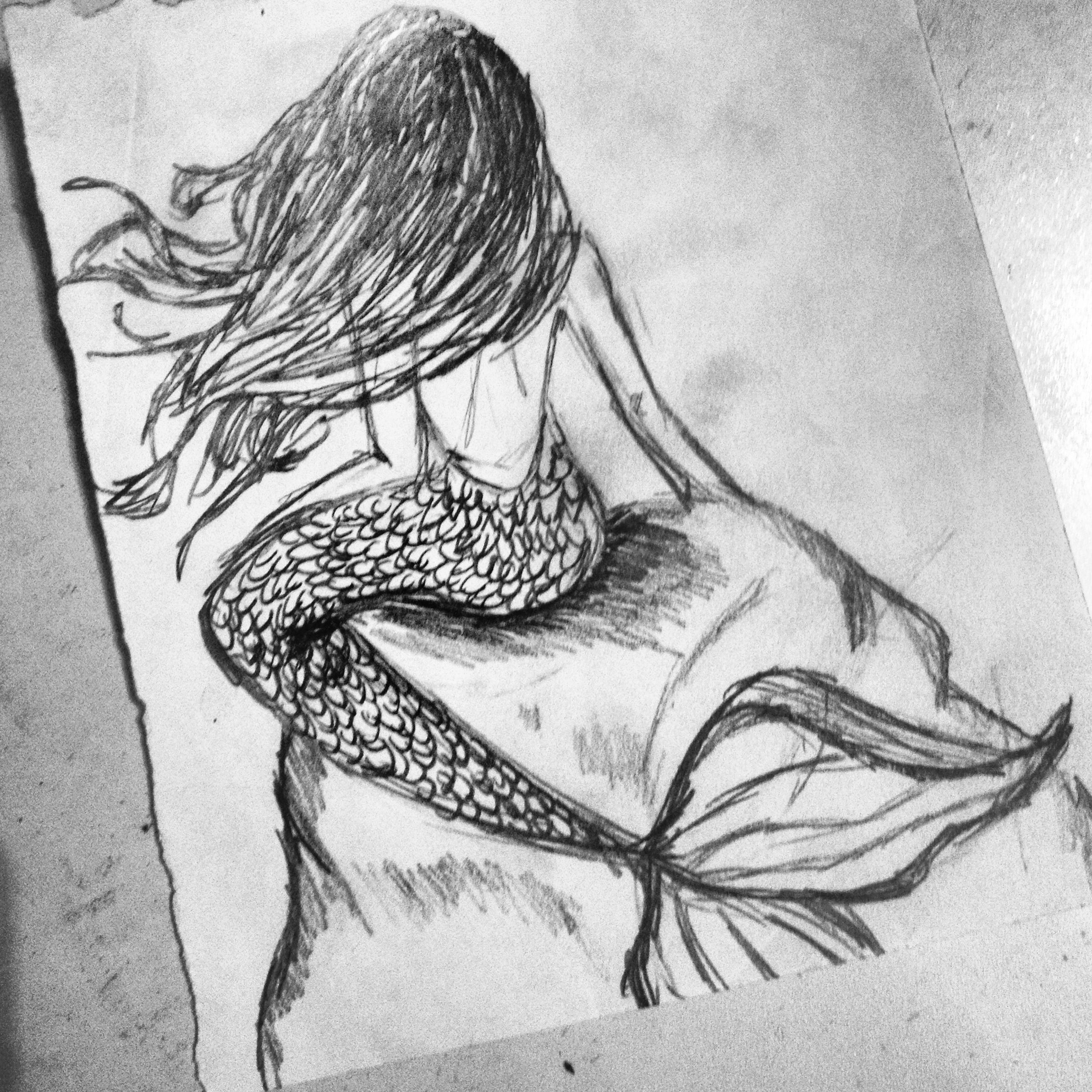 2382x2382 Mermaid In The Ocean Sketch Art Sketches, Mermaid - Ocean Sketch
