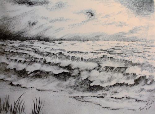 500x368 Drawing Ocean Wave Ampamp Beach Sketch (Original Art By Tammie - Ocean Sketch