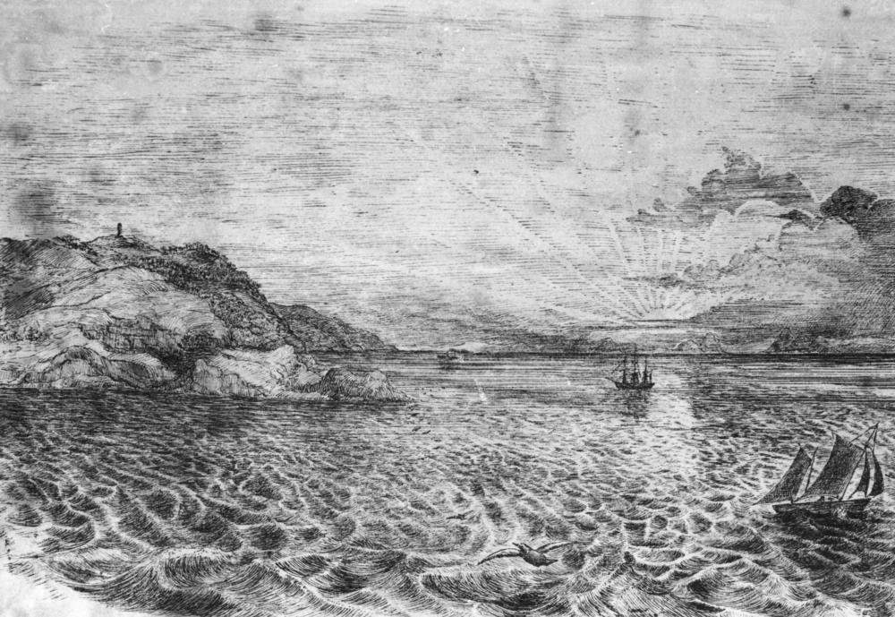 1000x689 Filestatelibqld 1 153055 Sketch Of The Sun Rising Over The Ocean - Ocean Sketch