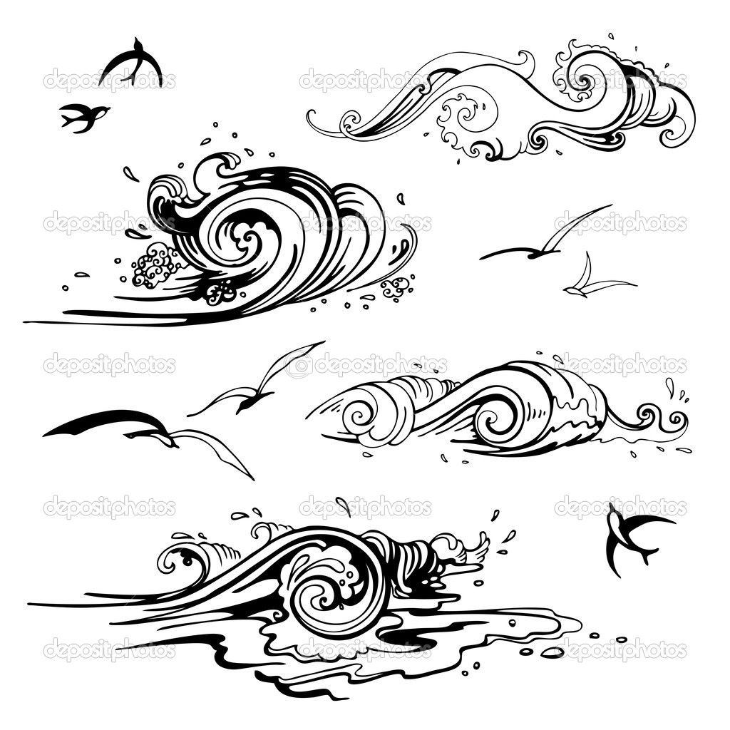 1024x1024 Pictures Drawing Of Ocean Waves, - Ocean Wave Sketch