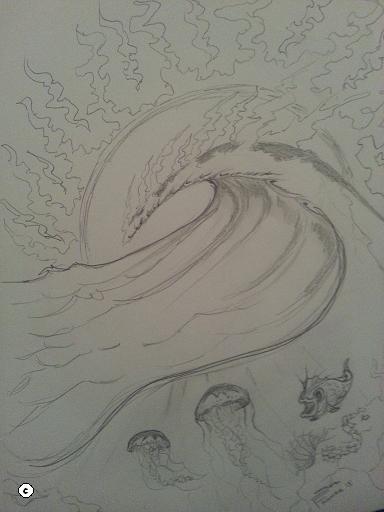 384x512 Sean Farmer - Ocean Wave Sketch